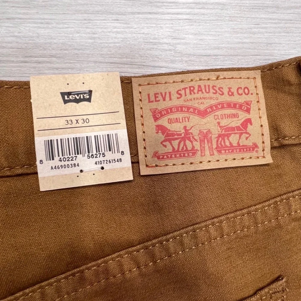 Levis Middy Straight Pants Brown Tobacco Cotton Mid Rise 33x30 NEW